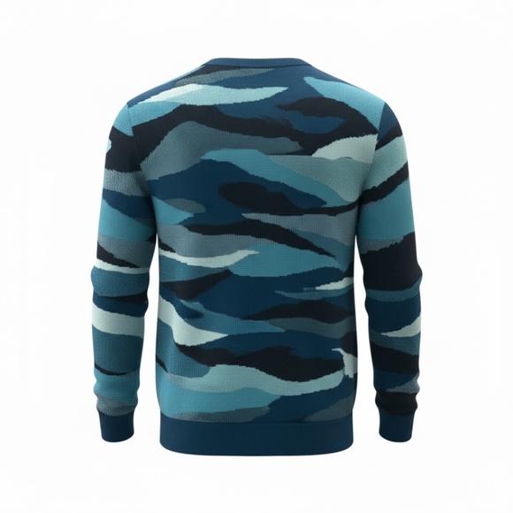 Club Room Men’s Sweater Size M Blue Abstract Pattern Crew Neck Knit Pullover NWT - Picture 4 of 5